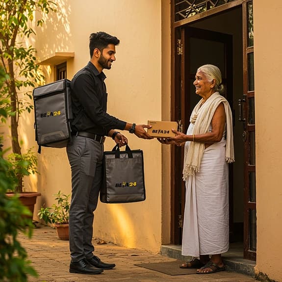 Beta24 assistant delivering to a customer
